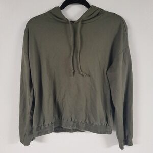 Michael Kors Olive Green Cropped Hoodie Drawstring Waist Size M